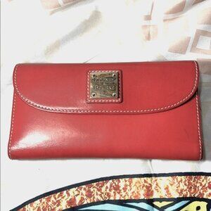 Vintage Dooney & Bourke Red Leather Checkbook Continental Wallet